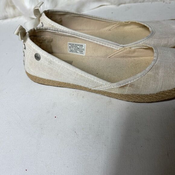 UGG Ivory linen ballet espadrilles flats round toe with lace ribbons bow… - Picture 5 of 12